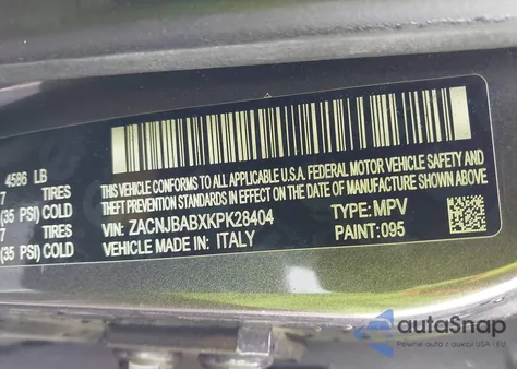 2019 Jeep Renegade Upland 4X4 z USA, uszkodzony, nr VIN ZACNJBABXKPK28404